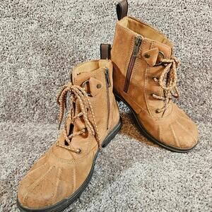 Women's UGG brown leather/suede Hapsburg Duck boots. Size 7.5